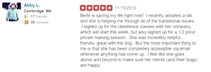 What kind of dog trainer is Bette Yip? See what previous students say!