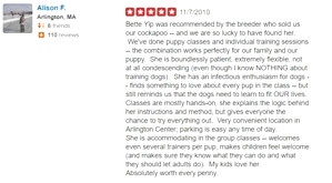 What kind of dog trainer is Bette Yip? See what previous students say!