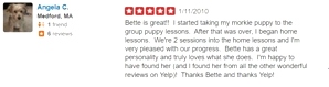 What kind of dog trainer is Bette Yip? See what previous students say!