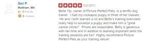 What kind of dog trainer is Bette Yip? See what previous students say!