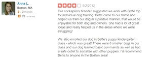 What kind of dog trainer is Bette Yip? See what previous students say!