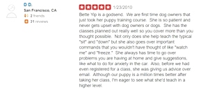 What kind of dog trainer is Bette Yip? See what previous students say!